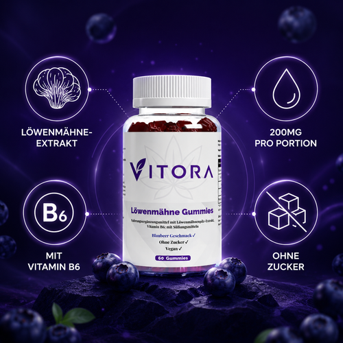 Löwenmähne + Vitamin B6 Gummies - 60 Stk.